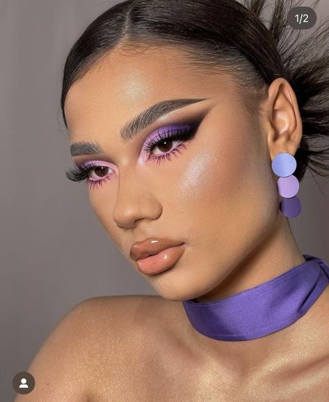 Glisten Cosmetics Looks, Hard Makeup Looks, Rocky Aesthetic, Colourful Makeup, Exotic Makeup, Purple Makeup Looks, Evening Eye Makeup, Look 80s, Drag Make-up