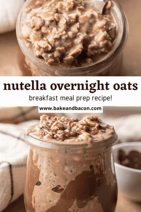 Nutella Overnight Oats Nutella Overnight Oats Recipes, Nutella Overnight Oats Healthy, Low Calorie Overnight Oats Under 200, Overnight Oats Nutella, Overnight Oats Flavors, Overnight Oats Vanilla, Nutella Overnight Oats, Healthy Brekkie, Low Calorie Overnight Oats