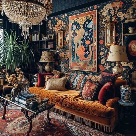 Eccentric Room Decor, Light Maximalism, Maximalist Photography, Eclectic Maximalism Living Room, Maximalist Homes, Vibrant Maximalist, Dark Maximalist, Maximal Style, Vintage Maximalist Decor