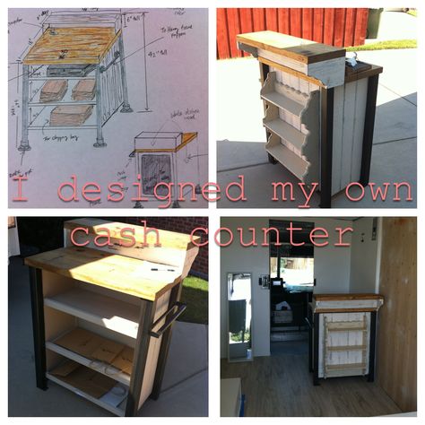 I have looked everywhere and couldn't find a nice cash counter that is the right size for my mobile fashion truck. So I designed my own. One of a kind. Mobile Checkout Counter, Mobile Boutique Checkout Counter, Mobile Boutique Ideas, Mobile Fashion Truck, Cash Wrap, Cash Counter, Mobile Craft, Fashion Truck, Craft Fairs Booth