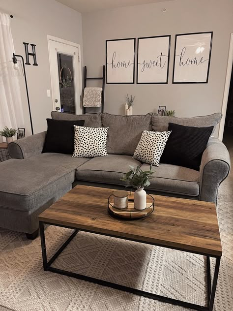 Room Ideas Living Room, Grey Sofa Living Room, Apartment Decorating Living, Grey Couch Living Room, Living Room Decor Gray, Apartment Living Room Design, Small Living Room Decor, Living Room Decor Cozy, Ideas Living Room