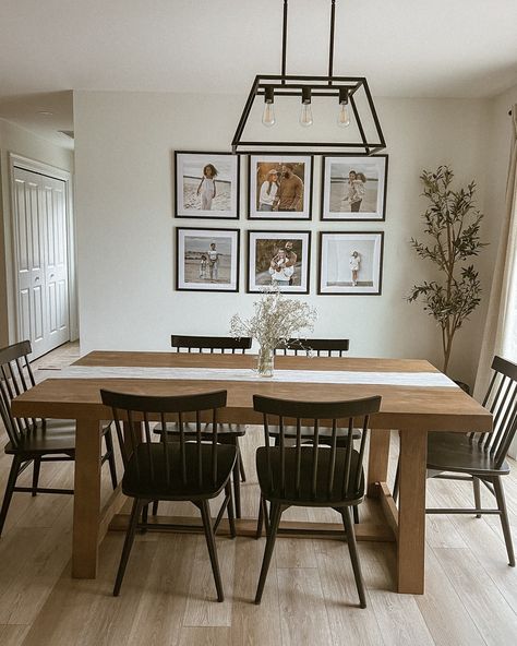 Table Black Chairs, Dining Room With Fireplace, Wood Rectangle Dining Table, Split Level Remodel, Classic Dining Table, Black Chairs, Wood Dining Room Table, Kitchen Table Wood, Reclaimed Wood Dining Table