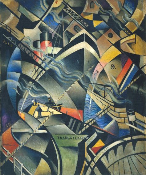 Futurism ---------------------------------------Transatlantic, Carlo Carra Futurist Painting, Gino Severini, Italian Futurism, Futurism Art, Hur Man Målar, The Arrival, Futurism, Italian Art, Land Art