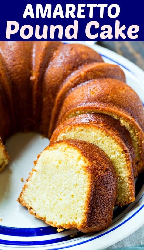 Amaretto Pound Cake is butter and moist with just the right amount of almond flavor #dessert #poundcake #southern Amaretto Pound Cake, Liquor Cakes, Cheese Pound Cake Recipe, Best Pound Cake Recipe, Cream Cheese Pound Cake Recipe, Easy Pound Cake, Pound Cake Recipes Easy, Buttermilk Pound Cake, Cheese Pound Cake