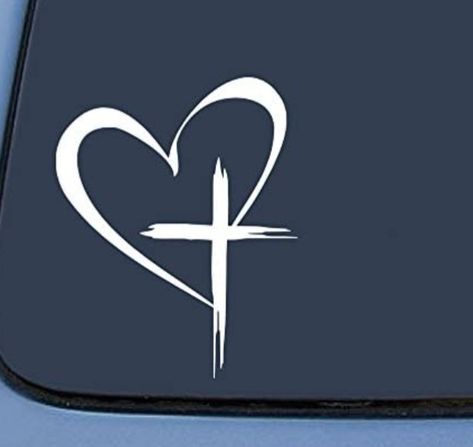 Cross In Heart Tattoo, Cross Name Tattoos For Women, Cross With Initials Tattoo, But God Tattoos For Women, Cross And Heart Tattoo, Heart And Cross Tattoo, Heart Cross Tattoo, Cross Heart Tattoos, Minimalist Christian Tattoo