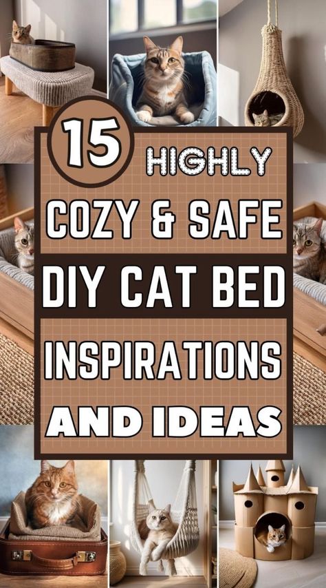 Ceiling Cat Bed, Cat Hammocks Diy, Cute Cat Beds Ideas, Stackable Cat Beds, Cat Home Diy, Cat Castle Diy, Diy Cat Bed Easy, Macrame Hammocks, Cat Furniture Diy Homemade