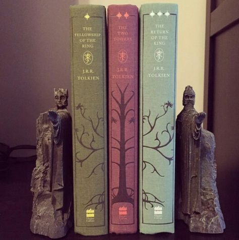 Lotr Room Aesthetic, Gothic Bookshelf Aesthetic, Lotr Bookshelf, Lotr Book Cover, Lotr Room Decor, Lotr Collection, Lotr Books, Lotr Decor, Book Rebinding