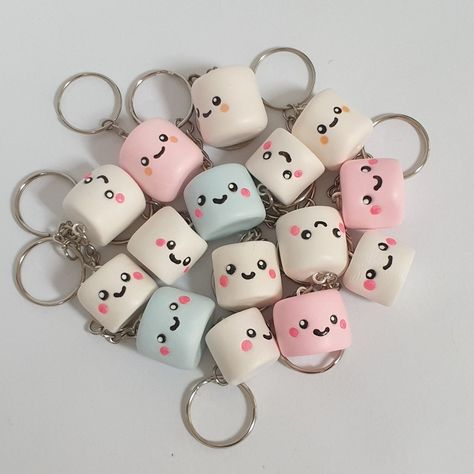 Molding Clay Ideas Diy, Foam Clay Keychain, Diy Keychain Charms, Aesthetic Keyrings, Gantungan Kunci Clay, Clay Keychain Aesthetic, Keychain Ideas Clay, Clay Stationary, Molding Clay Ideas