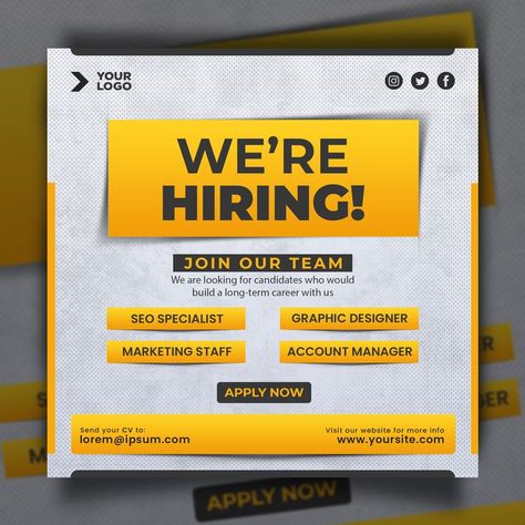 Job Vacancy Design, Hiring Marketing, Ui Design Principles, Recruitment Poster, Desert Photography, Social Media Post Template, Job Vacancy, Happy Children's Day, Seo Specialist