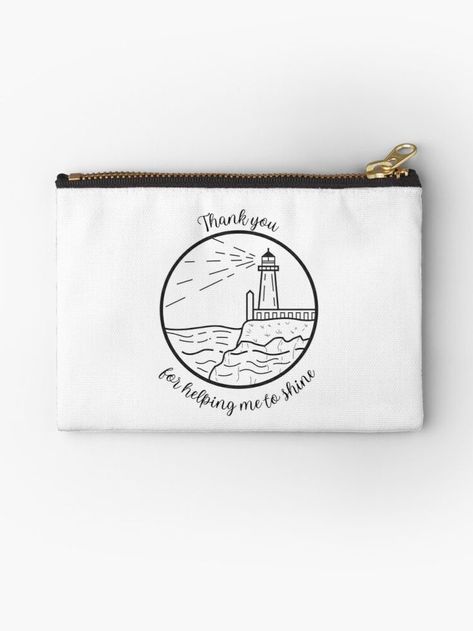 White pouch with a design of a lighthouse, and the words "Thank you for helping me to shine". Teachers Day Card, Words Of Appreciation, Teachers Day Gifts, Farewell Gifts, Teacher Appreciation Gift, Career Development, Appreciation Gifts, To Shine, Teacher Appreciation Gifts