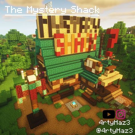 This is my 14th base
A recreation of the Mystery shack from one of my favourite shows, Gravity Falls.. It's not an exact recreation but I tried to be as close as possible and I think it turned out okay. Gravity Falls Minecraft, The Mystery Shack, Mystery Shack, Cool Minecraft Creations, Minecraft Plans, Cool Minecraft, Minecraft Buildings, Minecraft Building, Minecraft Creations