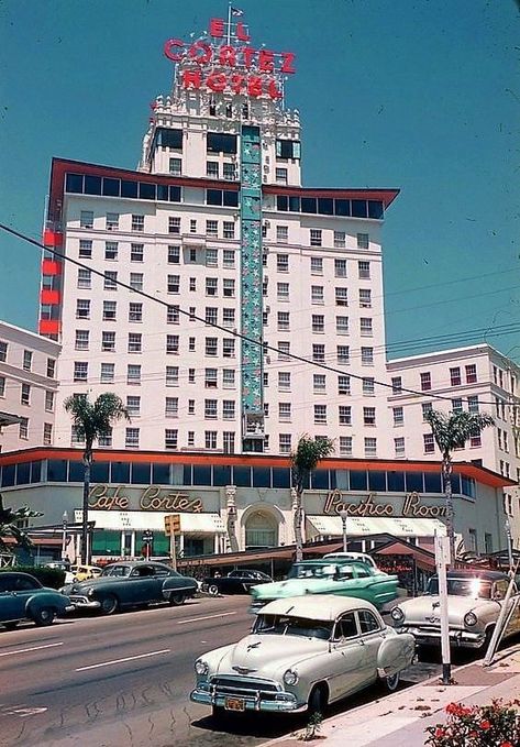 Hotel Cortez, 1950s America, Bombay Beach, Retro Signage, Visit San Diego, Old Vegas, 50s Retro, Downtown San Diego, Vintage Los Angeles