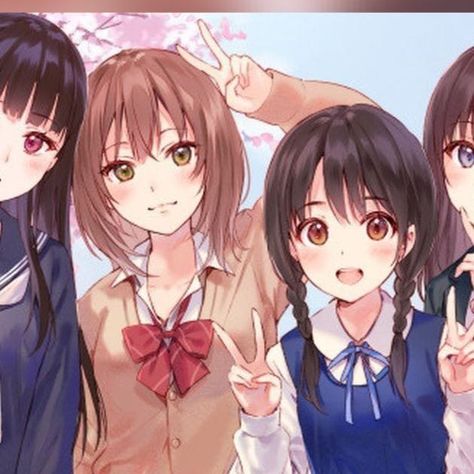 Anime Group Of Friends Schools, 4 Squad, Anime Group Of Friends, Noragami Anime, Anime Vs Cartoon, Anime Group, Anime Friendship, Besties Forever, Drawings Of Friends