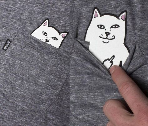 Hidden Cat Flicking You Off In Pocket of T-Shirt Pocket Cat, Curiosity Killed The Cat, Trendy Logos, Cat Fashion, Kawaii Cat, Pocket Shirt, Cat T, Cat Shirts, Cat Tshirt