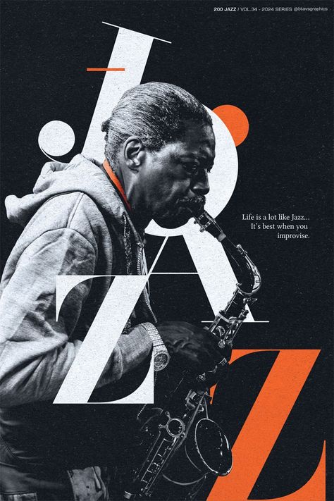 Jazz Symphony Poster Design, Modern Poster Design Graphics, Jazz Typography Poster, New Poster Design, Inspiring Graphic Design, Poster Typography Design Inspiration, Editorial Poster Design, Graphic Design Event Poster, Jazz Graphic Design