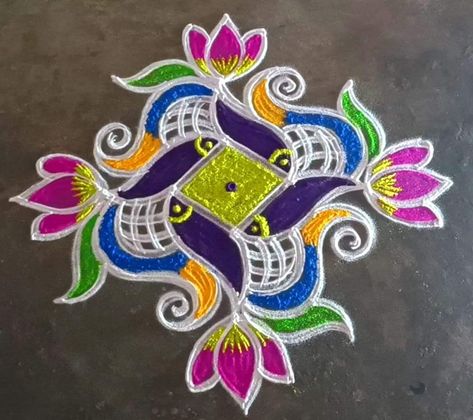 Diwali Small Rangoli Designs, Mini Rangoli Designs, Small Rangoli Design For Daily, Mini Rangoli, Mini Kolam, Design Muggulu, Sankranti Muggulu, Dotted Rangoli, Collar Kurti