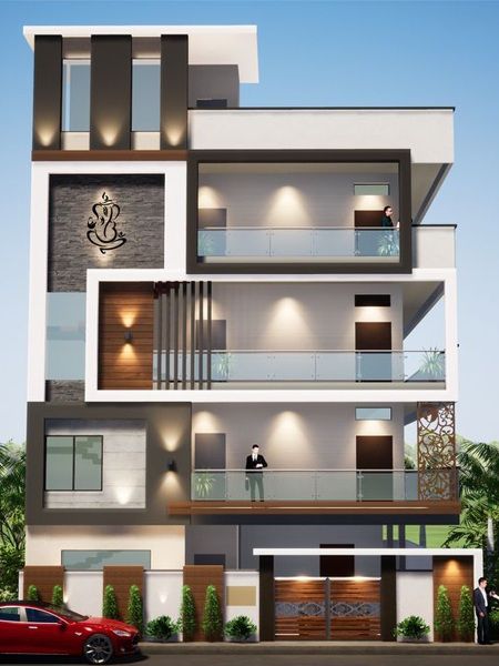 Elevation Design G+4 Elevation Design For 3 Floor House, House Front Design Elevation G+2, Elevation Of 3 Storey Building, 3 Floor House Elevation Design Indian, House Elevation 3 Floors, Home Elevation 2 Floor, G+2 Building Front Elevation, Elevation For 3 Floor Building, Outer Look Of Indian House