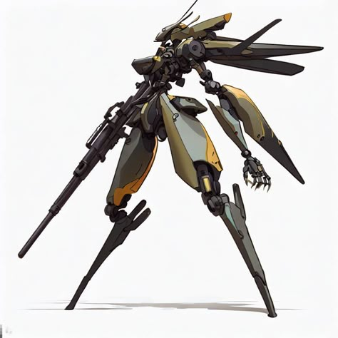 a tall slim valkyrie mecha based on a wasp from side profile with weapons - Image Creator Powered Armor, Robot Sketch, Armored Core, 3d Concept, Mechanical Art, Frame Arms Girl, Frame Arms, Clothing Design Sketches, Power Armor