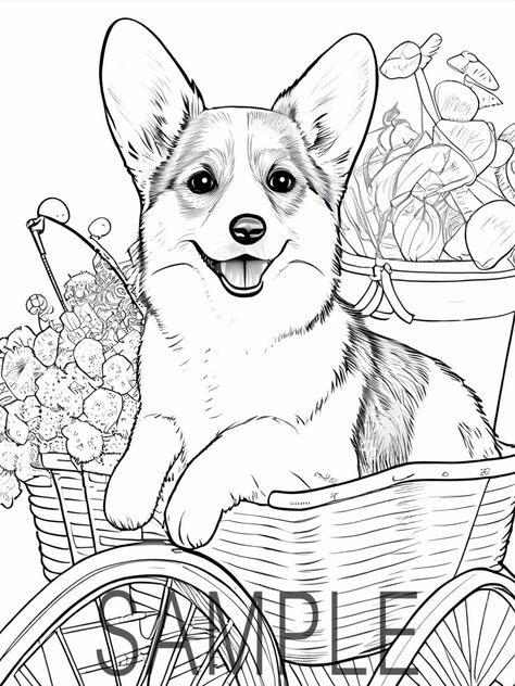 Adorable Corgi Coloring Page Corgi Coloring Pages, Dog Lovers Art, Corgi Art, Unique Coloring Pages, Dog Coloring Page, Easy Coloring Pages, Cartoon Coloring Pages, Creative Painting, Corgi Dog