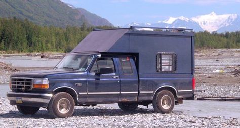 Truck With Camper, Diy Truck Camper, Build Your Own Camper, Cheap Rv Living, Truck Camper Shells, Cheap Rv, Homemade Camper, Truck Bed Storage, Truck Bed Camping