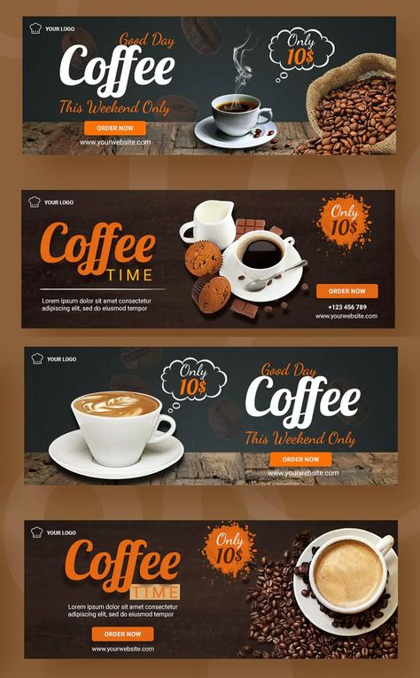 Drink Coffee Facebook Cover Template PSD Xbanner Design, Class Poster Design, Rollup Banner Design, Shop Banner Design, Coffee Poster Design, Coffee Shop Logo Design, Gift Voucher Design, Coffee Advertising, Graphic Design Posters Layout