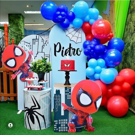 4th Birthday Party For Boys, Birthday Party For Boys, Spiderman Theme Party, Avengers Birthday Party Decorations, Spiderman Birthday Party Decorations, Spiderman Decorations, Spiderman Birthday Cake, 4th Birthday Party, Hot Wheels Birthday