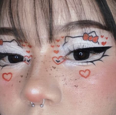 Hello Kitty Make-up, Vampire Bride, Makeup Drawing, Hello Kitty Makeup, Cute Eye Makeup, Doll Eye Makeup, Swag Makeup, Cool Makeup Looks, Dope Makeup