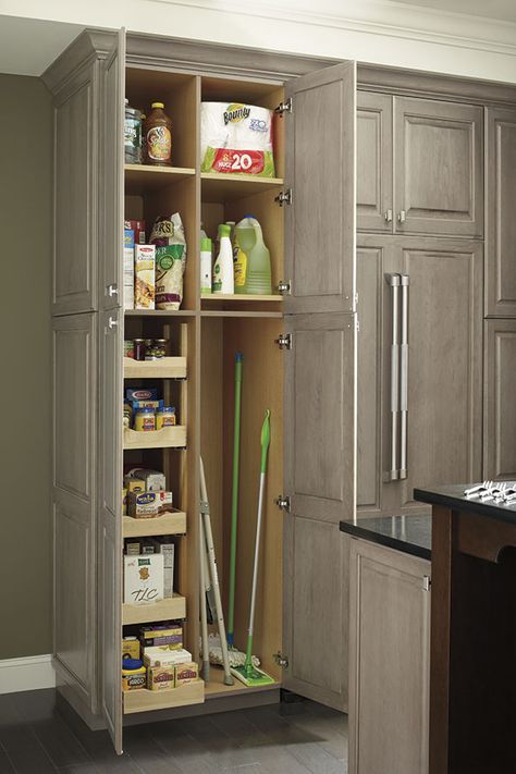 Make the most of tall cabinet storage with a utility cabinet combination that allows your to configure exactly to your needs. Kitchen Utility Cabinet, Broom Cabinet, Broom Storage, Redo Kitchen Cabinets, Utility Cabinet, Utility Storage Cabinet, Redo Cabinets, Cleaning Cabinets, Organization Design