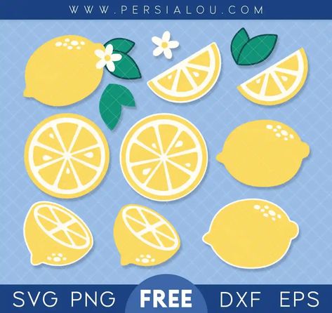 Free Lemon and Lemon Slice SVG Cut Files - Persia Lou Lemon Svg File Free, Free Lemon Svg, Fruit Svg Free, Lemon Template Free Printable, Free Lemon Printables, Hand Lettering Diy, Lemon Svg, Lemonade Stand Sign, Lemon Diy