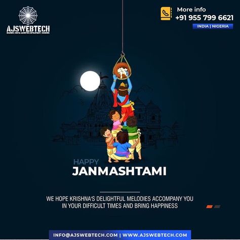 #Janmashtami #Happyjanmashtami2022 #KrishnaJanmashtami 🙏 We Hope Krishna's Delightful Melodies Accompany You In Your Difficult Times And Bring Happiness !! 🙏 📞 Call: +91- 9557996621 #Krishna #RadheRadhe #Vrindavan #AJSWebTech #DigitalMarketingAgency #OnlineMarketing #WebDevelopment #SEOServices #SocialMediaOptimization #SEO #SMO #DigitalMarketing #Branding #MarketingDigital #SocialMediaMarketing #ContentMarketing #PPC #Nigeria Happy Janmashtami Image, Photoshop Painting Tutorial, Janmashtami Images, Janmashtami Wishes, Creative Banners, Happy Diwali Images, Happy Janmashtami, Digital Marketing Design, Creative Advertising Design