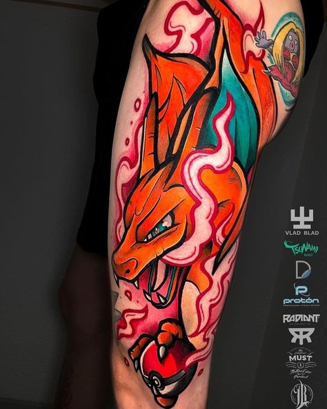 Charizard Tattoo, Gengar Tattoo, Pokemon Sleeves, Pikachu Tattoo, Gamer Tattoos, Cactus Tattoo, Polynesian Tattoo Designs, Graffiti Tattoo, Geek Tattoo