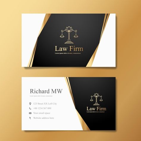 Vector elegant gold lawyer business card | Premium Vector #Freepik #vector #business-name-card #business-card #company-business-card #abstract-card Law Business Card, Lawyer Business Card, Business Card Creative, Name Card Design, Visiting Card Design, Card Creative, Card Business, Business Cards Creative, Visiting Cards