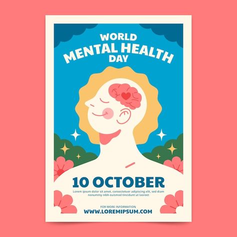 World Mental Day Poster Design, Self Care Graphic Design Poster, Doctor Graphic Design, Health Event Poster, Healthy Lifestyle Poster Design, Health Poster Design Creative, World Mental Day Poster, Health Day Poster Design, World Mental Day