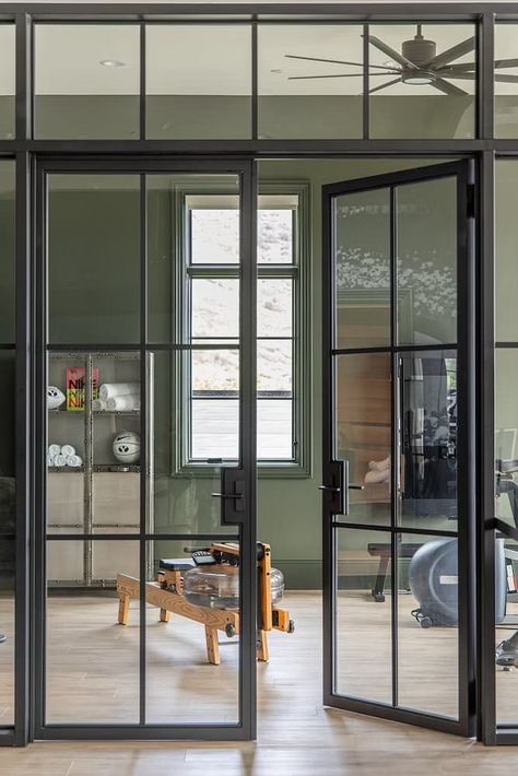 Industrial Modern Office, Utah Parade Of Homes, Front Door Inspiration, Pella Windows, Window Glazing, Gym Room At Home, Open Concept Home, Door Inspiration, Parade Of Homes