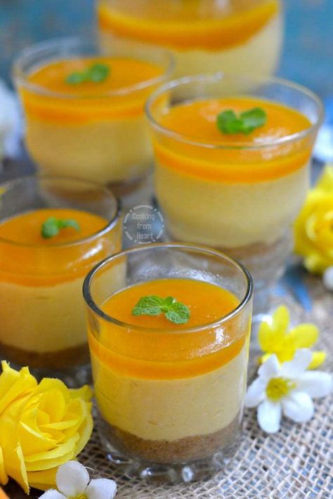 Mango Cheesecake Recipe, Mango Parfait, Mango Desserts, Food Photography Composition, Strawberry Cheesecake Recipe, Mango Cheesecake, Photography Composition, Mango Cream, Biscotti Recipe