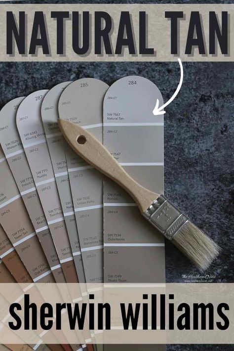 Sherwin Williams Natural Tan 7567: Timeless or Tired? - The Heathered Nest Natural Tan Sherwin Williams, Tan Exterior House Colors, Tan Sherwin Williams, Sherwin Williams Dover White, Tan Paint Colors, Sherwin Williams White, Tan Paint, Sherwin Williams Gray, Choosing Paint Colours