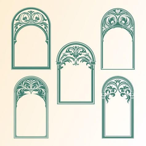 Art Nouveau Elements, Art Nouveau Corner Design, Arches Illustration, Art Nouveau Background, Art Nouveau Clip Art, Art Nouveau Column, Art Nouveau Vector, Art Noveau Frames, Art Neauveau Borders