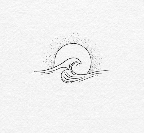 Carver Skateboard, Minimalist Tattoo Meaning, Wanderlust Tattoo, Ocean Tattoos, Black And White Illustrations, Small Meaningful Tattoos, Tattoos Geometric, Waves Tattoo, Tattoo Trends