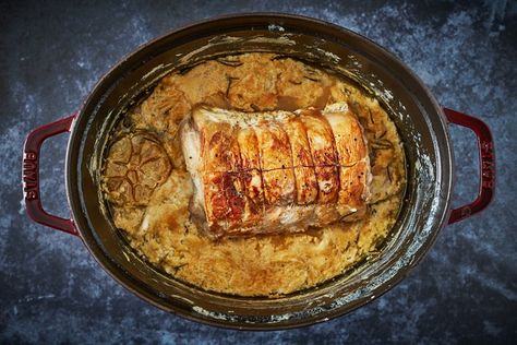 Pork loin braised in milk – Maiale al latte Braised Pork Roast, Pork Loin Recipe, Fresh Herb Recipes, Pork Curry, Rosemary Recipes, Milk Dessert, Great British Chefs, Pork Loin Recipes, Italian Chef