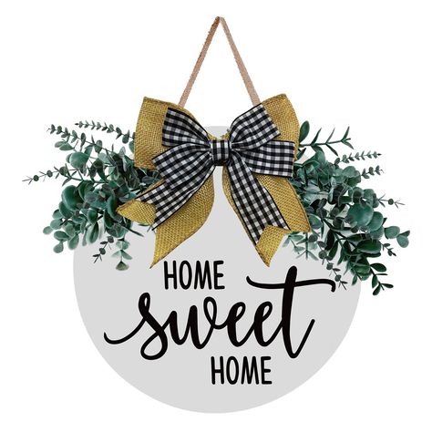 PRICES MAY VARY. Warm Gift: The circular home sweet home sign is made signs are the perfect way to welcome your family, friends and neighbors to your beautiful home. Design: Signs come with a Hemp rope for easy hanging and with greenery and the perfect bow, Keep your front door seasonal and stylish with this decorative door. Sign Size: Our Round Welcome sign is 12 L X 12 W Making it the perfect size for your Front Porch Decor. Perfect Gift：Great gift to a new homeowner, friends, family, Perfectl Front Door Round, White Wreaths, Round Welcome Sign, Welcome Wreaths, Home Wreaths, Home Sweet Home Sign, Wood Wreath, Perfect Bow, Hanger Ideas