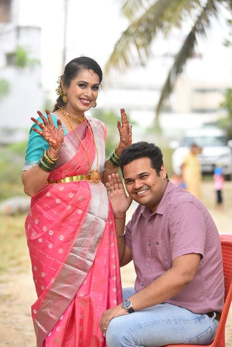 Couple poses Baby Shower Poses Couple, Baby Shower Poses, Baby Shower Couple, Saree Couple, Shower Poses, Shower Couple, Shower Shoot, Dohale Jevan, Individual Poses