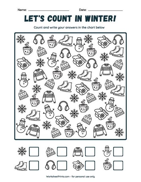 I Spy Winter | Find and Count | Kindergarten Worksheet Find And Count Worksheet, Snow Worksheets For Kindergarten, Winter Worksheets, Winter I Spy, I Spy Winter, Seek And Find Printables Hidden Pictures Winter, I Spy Winter Free Printable, Winter Themed Worksheets, Counting Worksheets