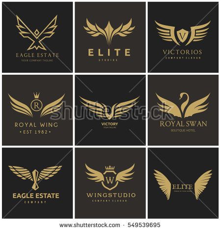 Bird and wing logo set. Eagle logo template, Vector logo template. Victory Logo, Logo Bird, N Logo Design, Wing Logo, Of Logo Design, Bird Logo Design, Graphic Design School, Bird Logos, Unique Logo Design