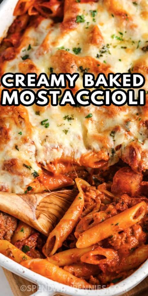 Baked Mastacholli Recipe, Baked Italian Dishes Pasta, Italian Casseroles Baked, Pasta Bakes For A Crowd, Mosticholli Bake, Chicken Mostaccioli Recipe, Mostaccioli Recipe With Ricotta, Best Baked Mostaccioli Recipe, Baked Mostaccioli With Ricotta