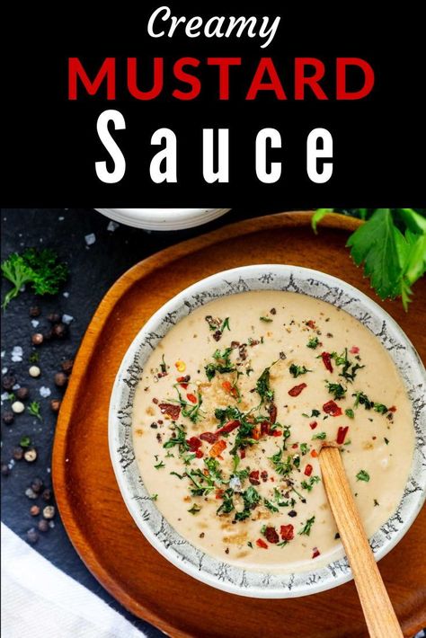 This Creamy Mustard Sauce is a versatile and flavor-packed condiment perfect for giving an instant lift to any dish! It is ideal for dressing up salmon, drizzling over roasted veggies, or serving with hibachi steak and chicken. Ready in just a few minutes, this creamy sauce is the perfect addition to your arsenal for elevating weeknight dinners or adding a gourmet touch to special meals. Creamy Mustard Sauce For Salmon, Dijon Mustard Sauce For Chicken, Mustard Sauce For Steak, Chicken Mustard Cream Sauce, Mustard Sauce For Salmon, Chicken With Mustard Sauce, Mustard Sauce For Chicken, Prime Rib Sauce, Hibachi Steak