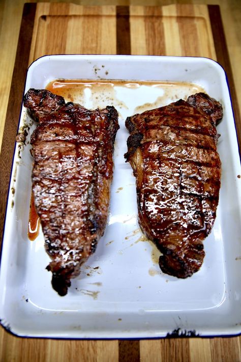 Strip Loin Steak Recipes, Grilled Ny Strip Steak, Boneless Strip Steak Recipe, Strip Steak Marinade, Steak On Gas Grill, Ny Strip Steak Recipes, Steak Sauces, Striploin Steak, Ny Steak