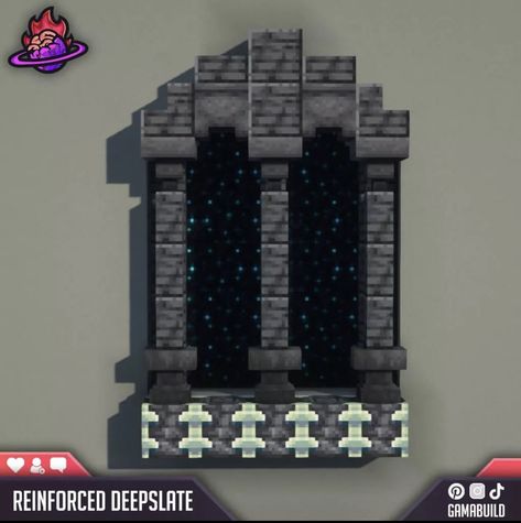 Nether Fortress Build, Minecraft Gothic Window, Minecraft Dark Castle Interior, Minecraft Skulk Build, Minecraft Pipeline, Catacombs Minecraft, Minecraft Stone Builds, Minecraft Glass Design, Minecraft Ancient Ruins