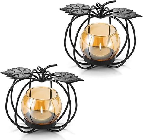 Amazon.com: Mabrasse Pumpkin Candle Holders Set of 2, Halloween Glass Tea Light Candle Holders, Halloween Thanksgiving Table Decoration, Pumpkin Decorations for Home : Everything Else Fall Candle Holders, Pumpkin Candle Holder, Candle Stands, Glass Votive Candle Holders, Home Decor Table, Pumpkin Candles, Thanksgiving Table Decorations, Glass Votive, Tealight Candle