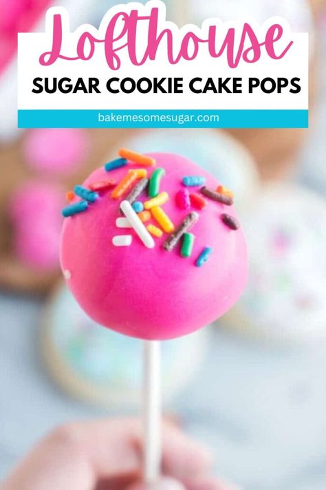 Sugar Cookie Cake Pops are made with Lofthouse sugar cookies, cream cheese, and candy melts. A no-bake sugar cookie dessert that is a hit. A tasty sugar cookie truffle recipe that can made with a lollipop stick or not. Great for birthday parties, holiday celebrations, parties, family gatherings, etc. These are better than Starbucks cake pops! #cakeballs #cakepops #sugarcookies #sugarcookieballs #nobake #dessert #easy Cookie Cake Pops, Sugar Cookie Desserts, Sugar Cookie Cake, Starbucks Cake Pops, No Bake Cake Pops, Make Cake Pops, Lofthouse Sugar Cookies, Homemade Cake Recipes Chocolate, Pink Cake Pops