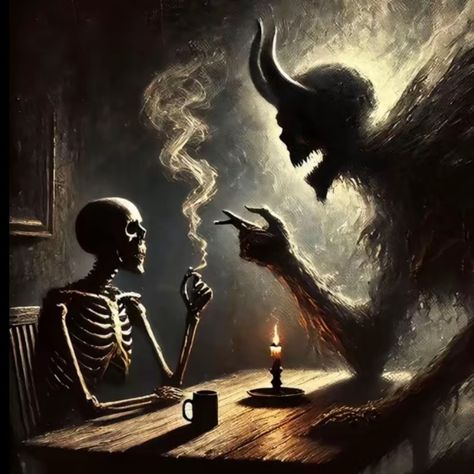 wee_are_coocked on TikTok Deep Art, Skeleton Art, Demon Art, Dark Art Illustrations, Wow Art, Beautiful Dark Art, Cool Wallpapers Art, Creepy Art, Arte Fantasy